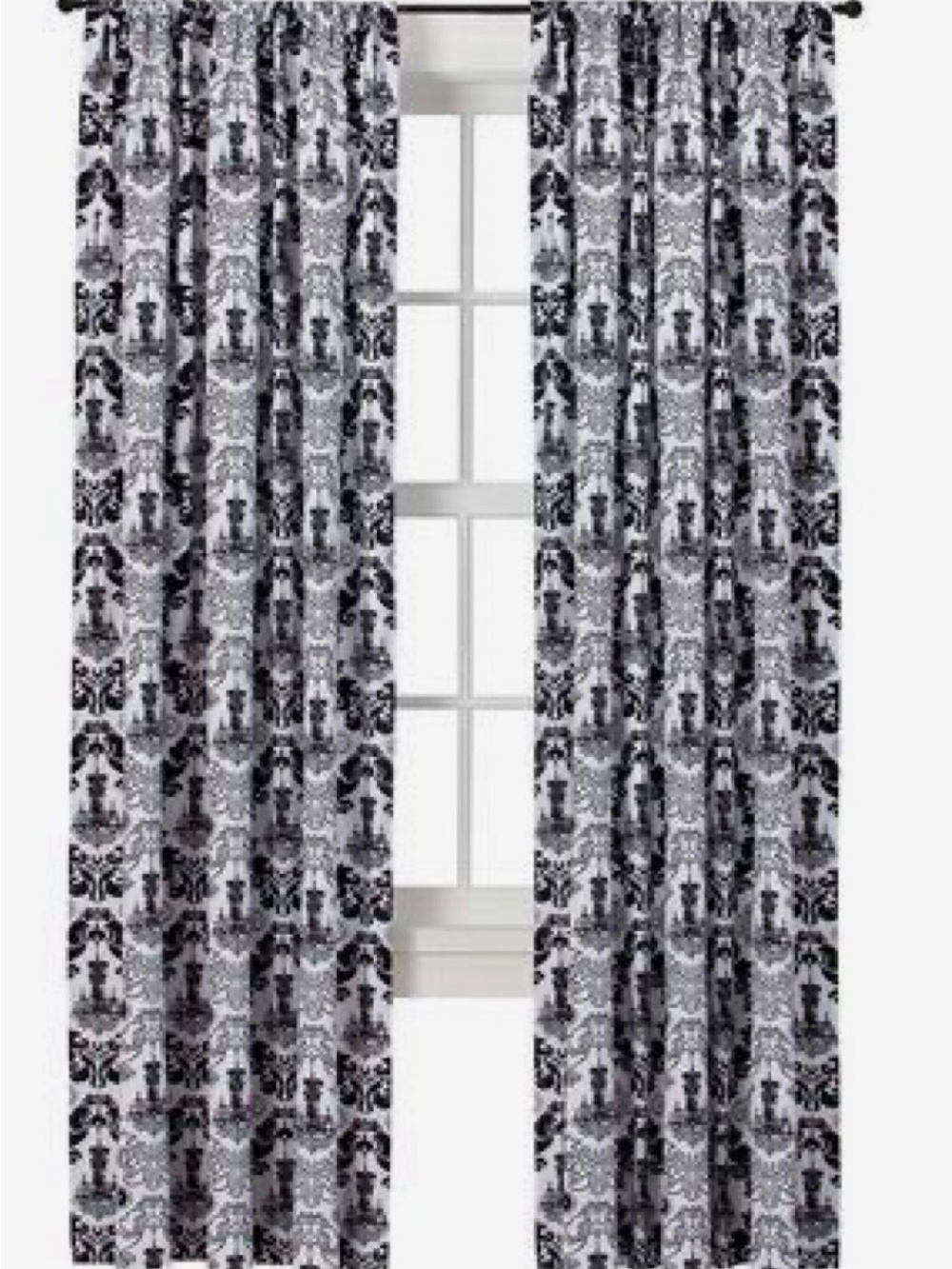 Xhilaration Black and White Damask Print Curtains (Two Pairs/Four Panels)